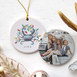 Kustkrab Kerstfoto & Jaar Keramisch Ornament