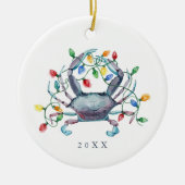 Kustkrab Kerstfoto & Jaar Keramisch Ornament (Voorkant)