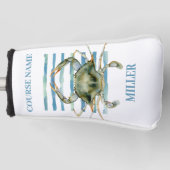 Kustkrab Kunst met Course Naam, gepersonaliseerd Golfheadcover (Voorkant)