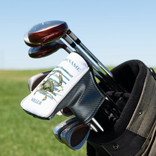 Kustkrab Kunst met Course Naam, gepersonaliseerd Golfheadcover (Insitu)