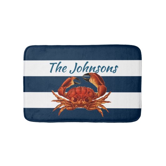 Kustkrab Nautical Stripes Badmat (Voorkant)