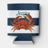 Kustkrab Nautical Stripes Blikjeskoeler (Voorkant)