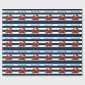 Kustkrab Nautical Stripes Cadeaupapier (Vlak)
