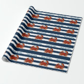 Kustkrab Nautical Stripes Cadeaupapier (Uitgerold)