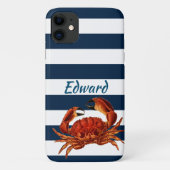 Kustkrab Nautical Stripes Case-Mate iPhone Case (Achterkant)