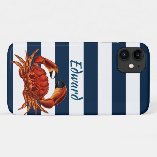 Kustkrab Nautical Stripes Case-Mate iPhone Case (Achterkant (horizontaal))