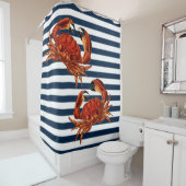Kustkrab Nautical Stripes Douchegordijn (In situ)
