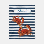 Kustkrab Nautical Stripes Fleece Deken (Voorkant)