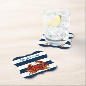 Kustkrab Nautical Stripes Kartonnen Onderzetters (Insitu)