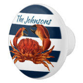 Kustkrab Nautical Stripes Keramische Knop (Rechts)