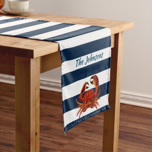 Kustkrab Nautical Stripes Korte Tafelloper (Voorbeeld)