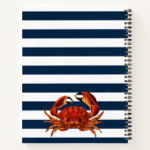 Kustkrab Nautical Stripes Notitieboek (Achterkant)