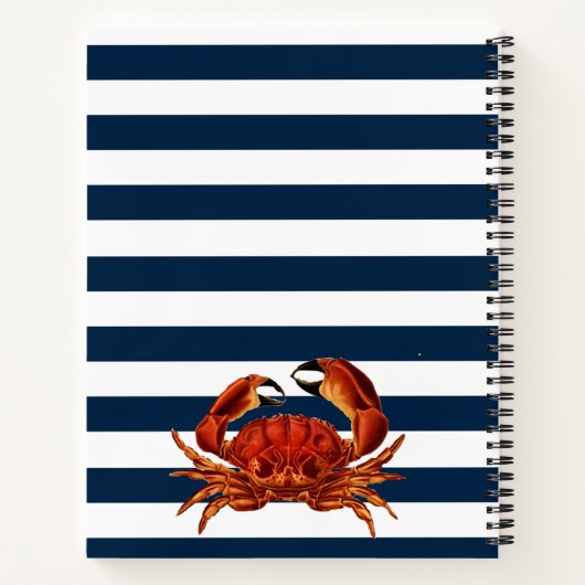 Kustkrab Nautical Stripes Notitieboek (Achterkant)