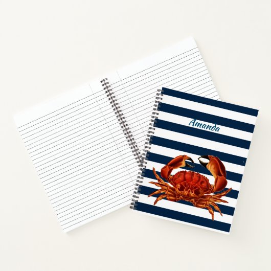 Kustkrab Nautical Stripes Notitieboek (Binnen)