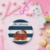 Kustkrab Nautical Stripes Papieren Bordje (Feest)