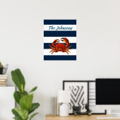 Kustkrab Nautical Stripes Poster (Thuiskantoor)