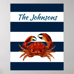Kustkrab Nautical Stripes Poster