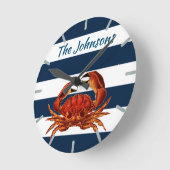Kustkrab Nautical Stripes Ronde Klok (Hoek)