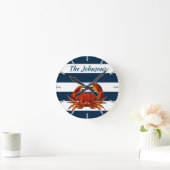 Kustkrab Nautical Stripes Ronde Klok (Huis)