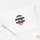 Kustkrab Nautical Stripes Ronde Sticker (Envelop)