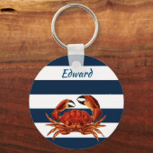 Kustkrab Nautical Stripes Sleutelhanger (Voorkant)