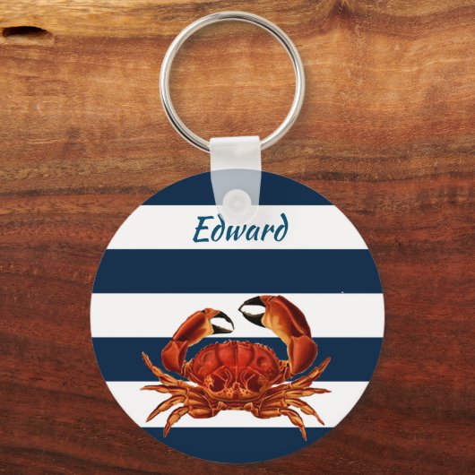 Kustkrab Nautical Stripes Sleutelhanger (Voorkant)