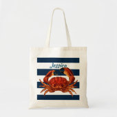 Kustkrab Nautical Stripes Tote Bag (Voorkant)