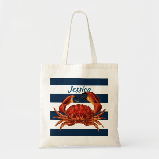 Kustkrab Nautical Stripes Tote Bag (Voorkant)