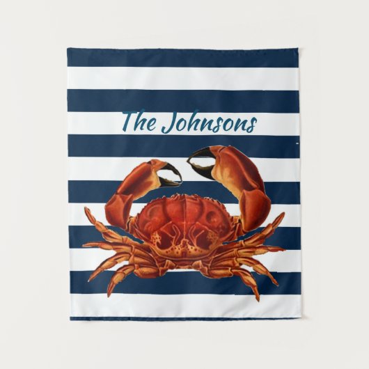 Kustkrab Nautical Stripes Wandkleed (Voorkant)