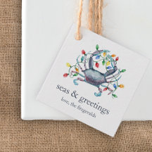 Kustkrab “Sea & Greetings” Kerstcadeautags