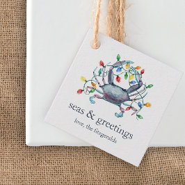 Kustkrab “Sea & Greetings” Kerstcadeautags Bedankjes Labels