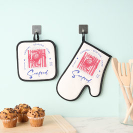 Kustkrabstof placemat ovenwant & pannenlap set