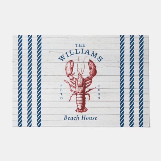Kustkreeft aan zee Beach House Deurmat (Voorkant)