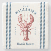 Kustkreeft aan zee Beach House Stenen Onderzetter (Voorkant)