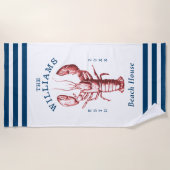 Kustkreeft aan zee Beach House Strandlaken (Voorkant)