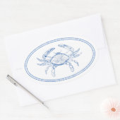 Kustkreeft, blauw en witte krab ovale sticker (Envelop)