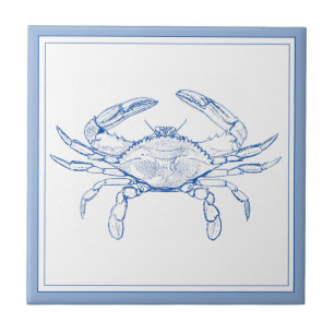 Kustkreeft, blauw en witte krab tegeltje