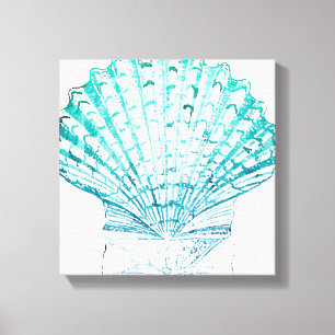 kustkreeft blauwgroen blauwe waterverf zeeschildpa canvas afdruk