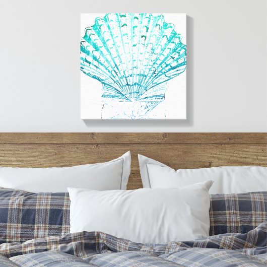 kustkreeft blauwgroen blauwe waterverf zeeschildpa canvas afdruk (Insitu (Slaapkamer))