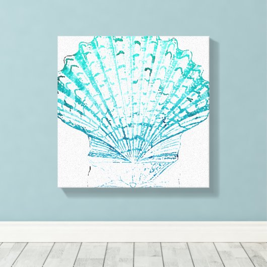 kustkreeft blauwgroen blauwe waterverf zeeschildpa canvas afdruk (Insitu (Houten vloer))