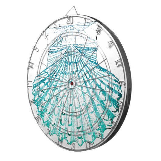 kustkreeft blauwgroen blauwe waterverf zeeschildpa dartbord (Voorkant Rechts)