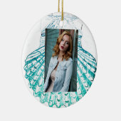 kustkreeft blauwgroen blauwe waterverf zeeschildpa keramisch ornament (Rechts)