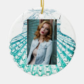 kustkreeft blauwgroen blauwe waterverf zeeschildpa keramisch ornament (Voorkant)