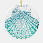 kustkreeft blauwgroen blauwe waterverf zeeschildpa keramisch ornament (Achterkant)