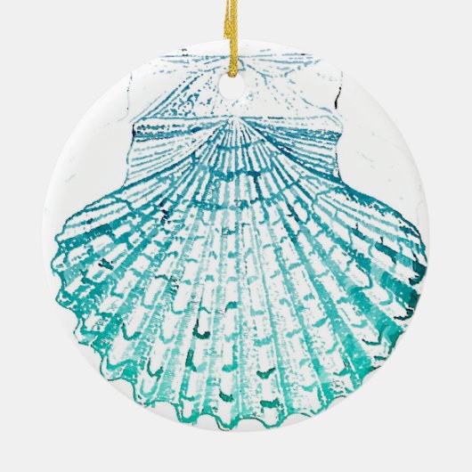 kustkreeft blauwgroen blauwe waterverf zeeschildpa keramisch ornament (Achterkant)