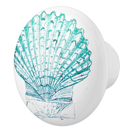 kustkreeft blauwgroen blauwe waterverf zeeschildpa keramische knop (Rechts)