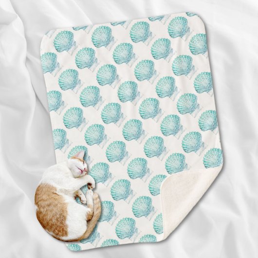 kustkreeft blauwgroen blauwe waterverf zeeschildpa sherpa deken