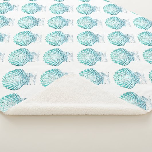 kustkreeft blauwgroen blauwe waterverf zeeschildpa sherpa deken (3/4)