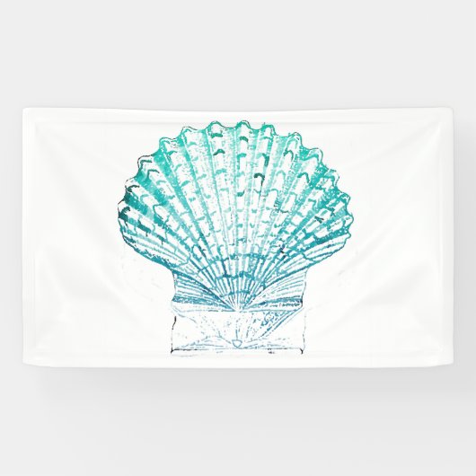 kustkreeft blauwgroen blauwe waterverf zeeschildpa spandoek (Horizontaal)