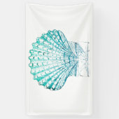 kustkreeft blauwgroen blauwe waterverf zeeschildpa spandoek (Verticaal)